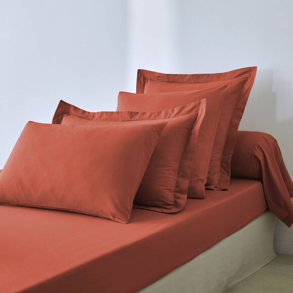 Linge de lit uni coton  (terracotta)