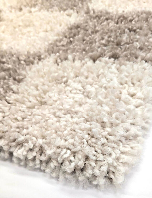 Rechthoekig tapijt, dambordmotief (taupe / wit)