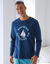 Pyjamashirt met lange mouwen en bootmotief (marine / aqua)