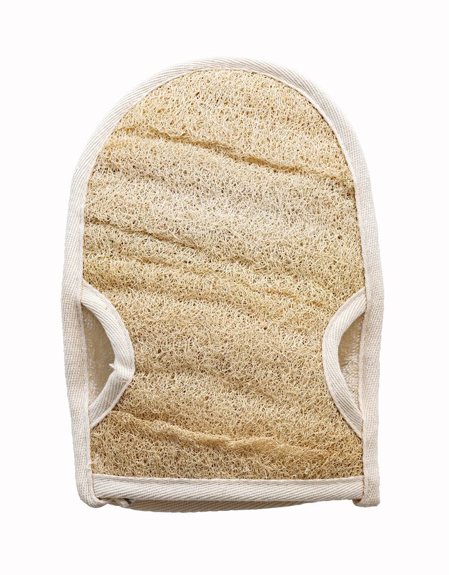 Gant loofah/coton massage pour droitiers ou gauchers (écru)