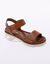 Sandalen met scratchriempjes, in LWG-gecertificeerd leer (bruin)