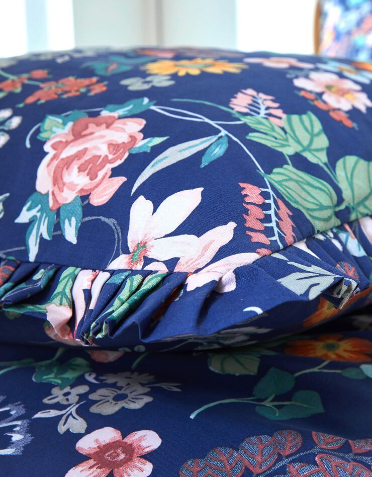 Bedlinnen Kelly in katoen met bloemenprint (marine)