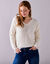 Trui met V-hals, patenttricot met zachte touch (ecru)