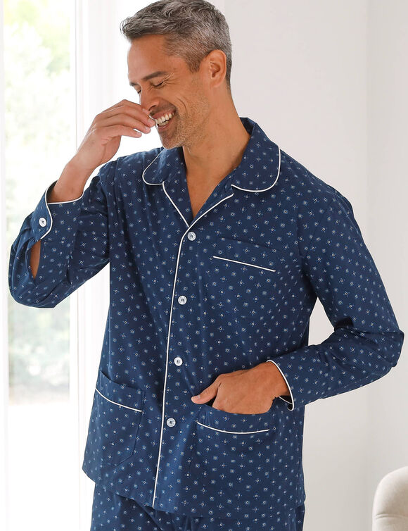 Pyjama imprim&eacute; popeline polycoton  (marine)