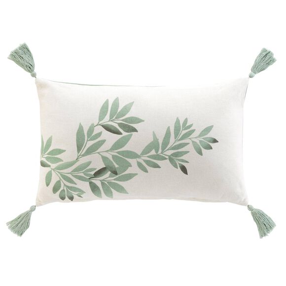 Coussin rectangulaire imprimé feuillage (vert)