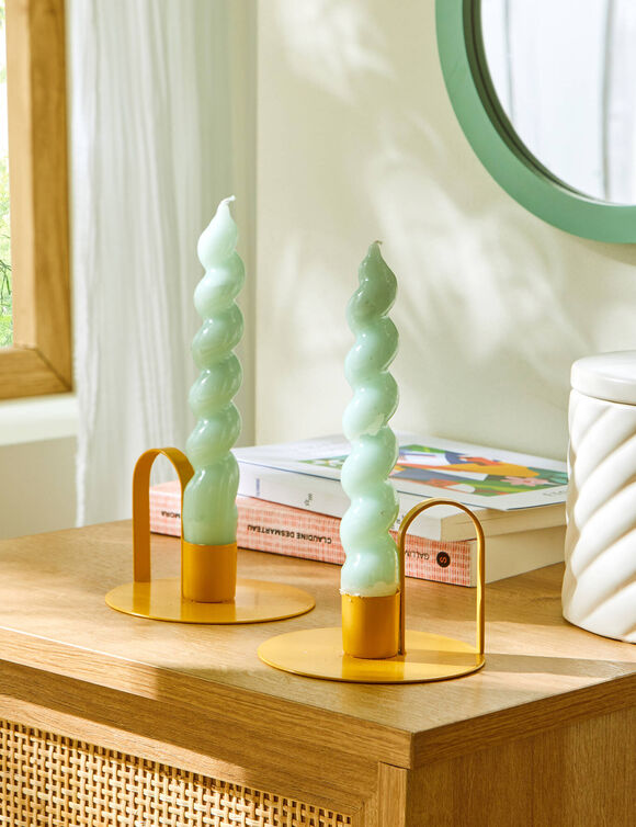 Gele kaarshouder in metaal - set van 2 (geel)