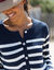 Gestreepte cardigan met knopen (marine / ecru)