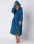 Peignoir mixte adulte col capuche éponge bouclette (bleu paon)