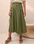 Lange, uitlopende rok (kaki)