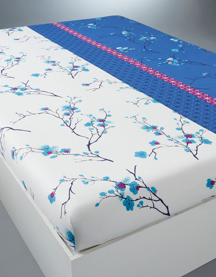 Bedlinnen Kimori - katoen met kersenbloesemprint, blauw Bedlinnen Kimori - katoen met kersenbloesemprint, blauw, hi-res image number 4