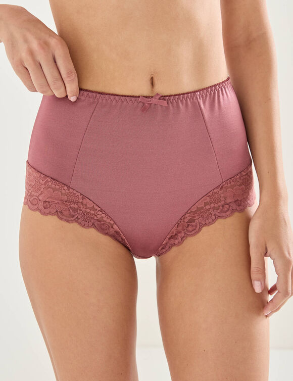Gainette maille satin&eacute;e et dentelle Avila - lot de 2 (pourpre + cuivre)