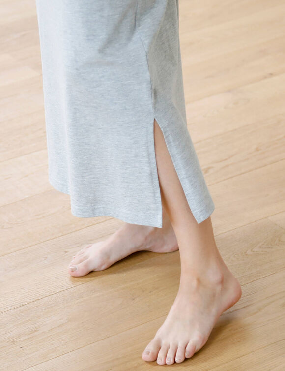 Chemise de nuit longue manches courtes, imprim&eacute; &laquo;sublime&raquo; (gris chin&eacute;)