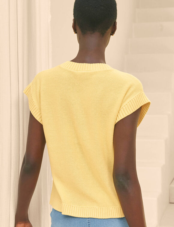 Gilet boutonn&eacute;, sans manches (jaune)