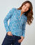 T-shirt col montant zipp&eacute;, manches longues, imprim&eacute; z&eacute;br&eacute; (bleu canard)