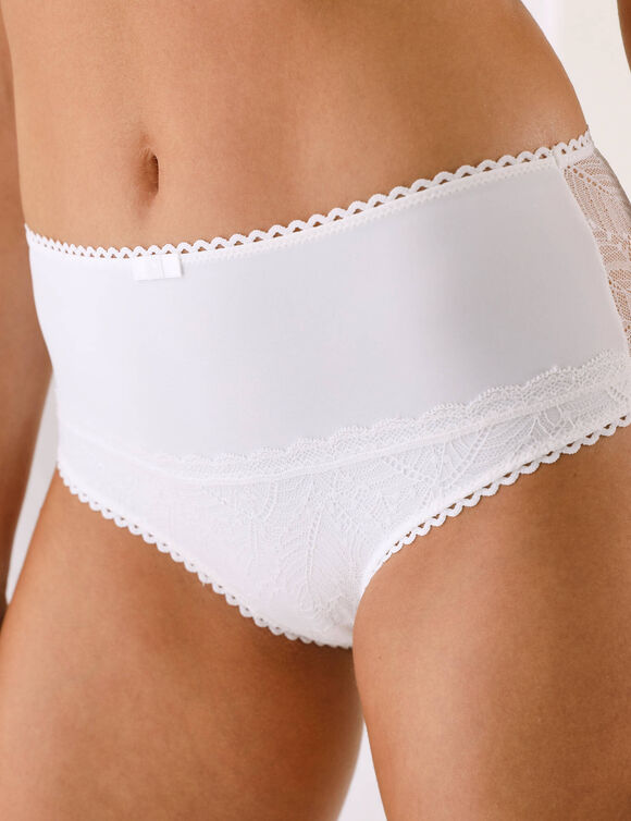 Culotte microfibre et dentelle stretch forme maxi taille haute Isili - lot de 2 (ivoire)