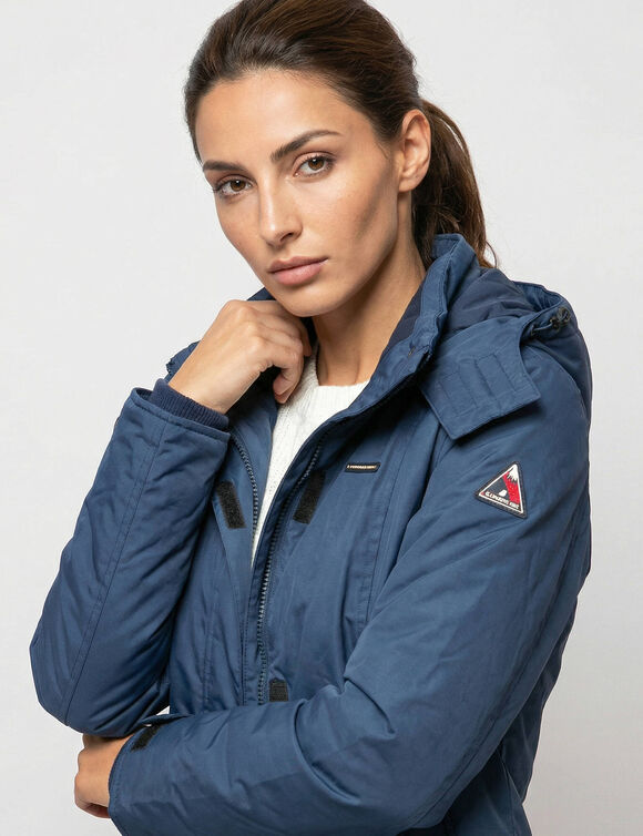 Parka imperm&eacute;able doubl&eacute;e polaire unie (bleu gris&eacute;)