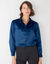 Chemise volume ample unie, satin (bleu nuit)