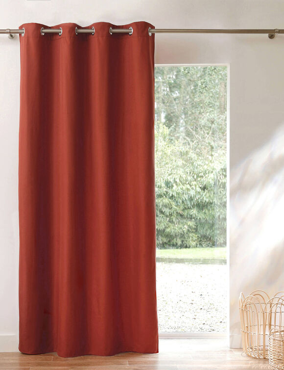 Isolerend gordijn met fleece achterkant en oogjes (terracotta)