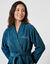 Korte, effen badjas voor dames en heren met kimono-kraag, te personaliseren &ndash; lusjesbadstof 380 g/m&sup2; (pauwblauw)