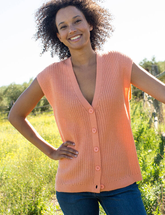 Gilet sans manches boutonn&eacute; (p&ecirc;che)