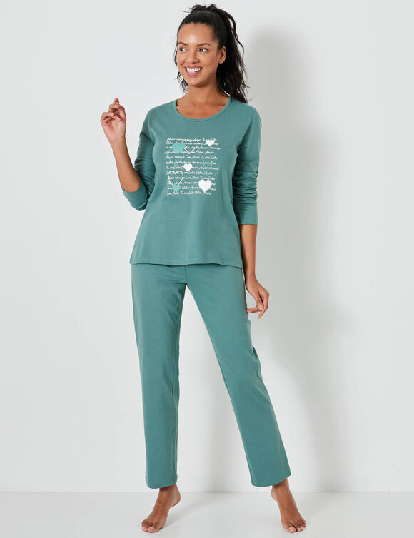 Pyjama imprim&eacute; c&oelig;urs (kaki)