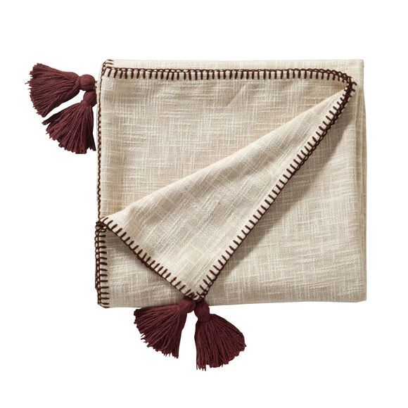 Plaid uni coton texturé (ivoire)