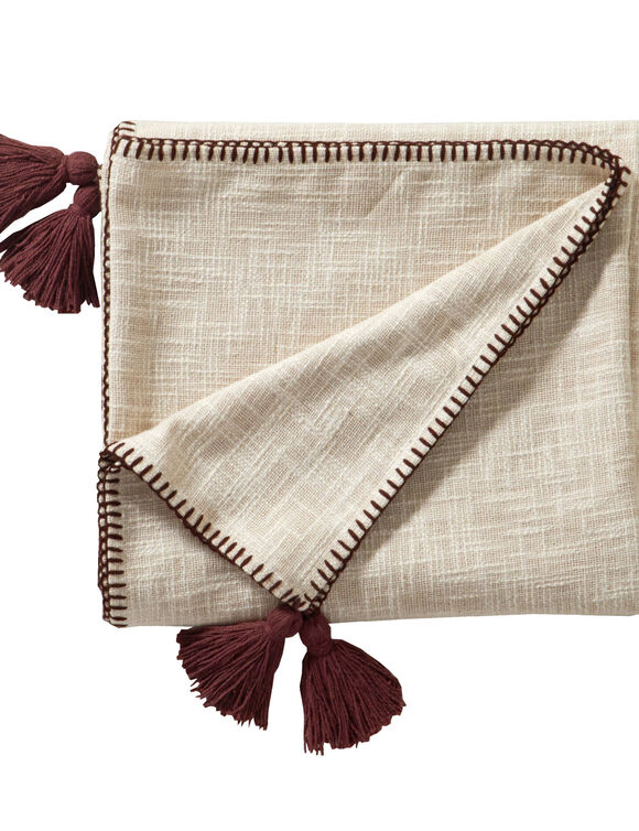Plaid uni coton texturé (ivoire)