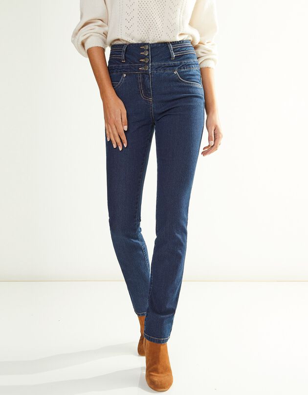 Jean droit taille haute - petite stature (brut)