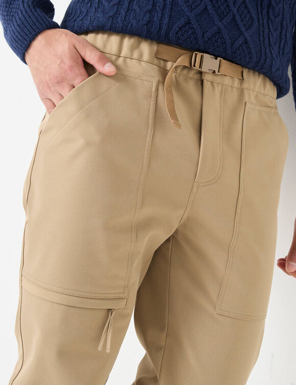 Pantalon multipoches ripstop intérieur micropolaire (beige foncé)