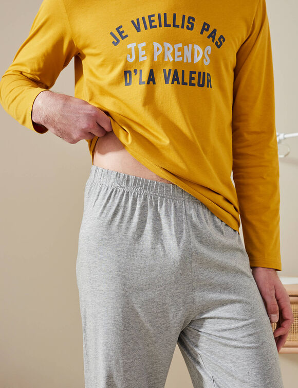 Pyjama manches longues message (miel / gris)