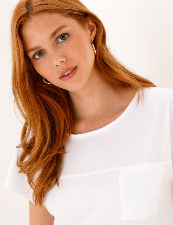 T-shirt imprim&eacute; col rond (blanc)