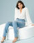 Rechte jeans met ceintuur, speciaal voor kleine lengtes (bleached)