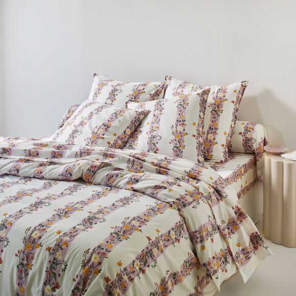 Linge de lit C&eacute;leste en coton imprim&eacute;  (parme)