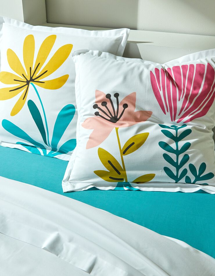 Linge de lit Garden coton imprimé bouquet fleuri (blanc)