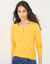 T-shirt met Tunesische hals en lange mouwen (kerrie)