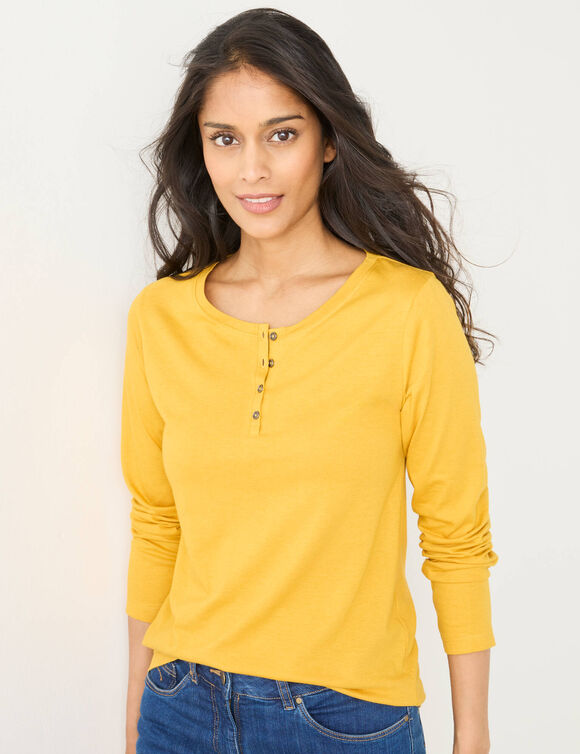 T-shirt col tunisien manches longues (curry)