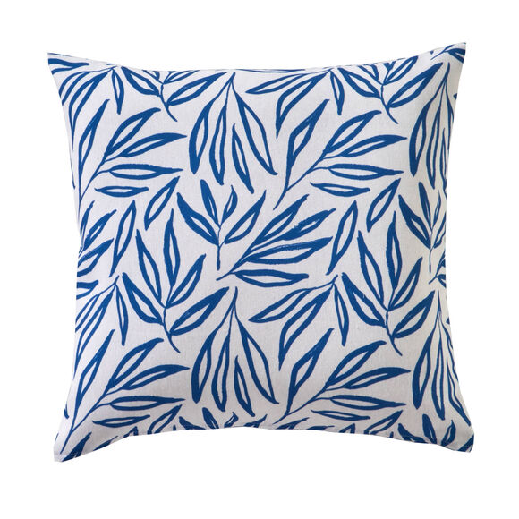 Housse de coussin imprimée feuilles Madère - lot de 2 (bleu)