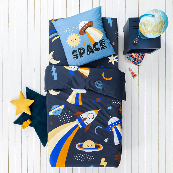 Linge de lit enfant Galaxy imprimé chat 1 personne - coton (marine)