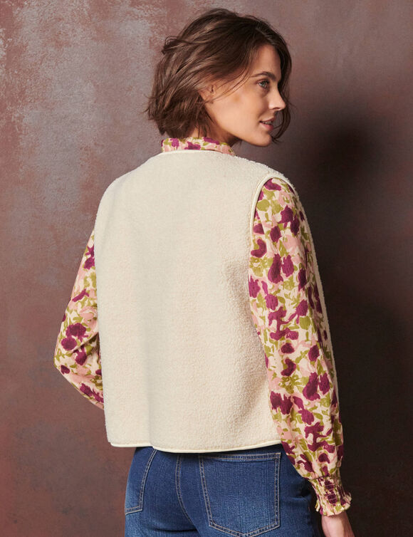 Veste sans manches, maille bouclette (gr&egrave;ge)