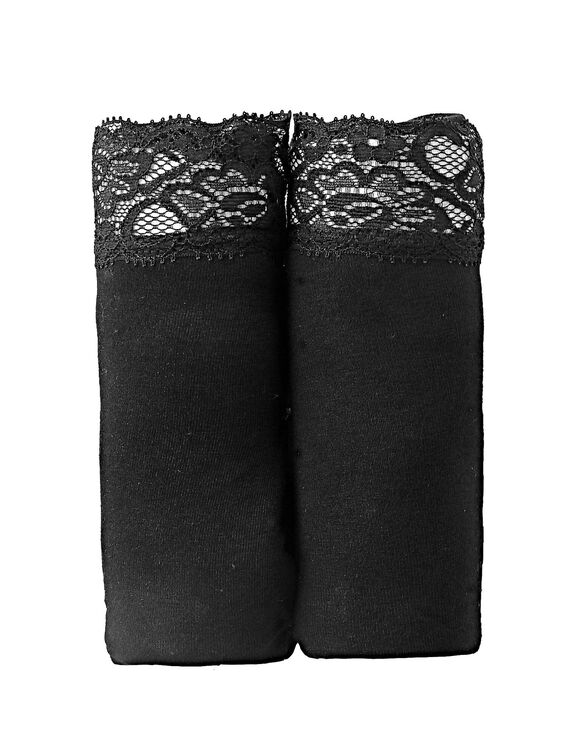 Boxer coton dentelle - lot de 2 (noir)