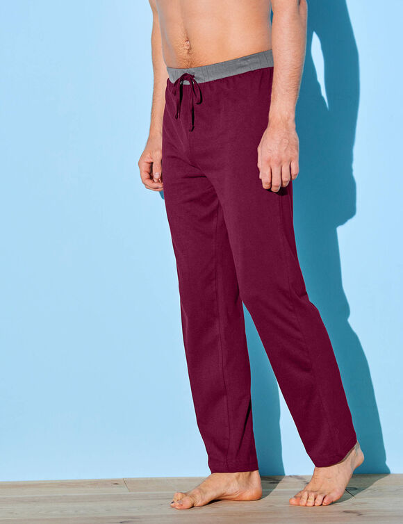 Pantalon pyjama bas droits - lot de 2 (gris + bordeaux)