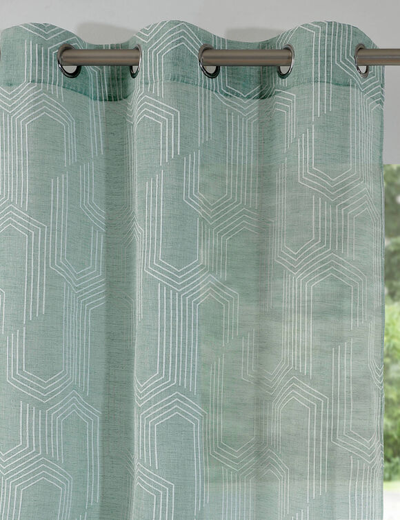 Voilage motif géométrique - finition œillets (céladon)