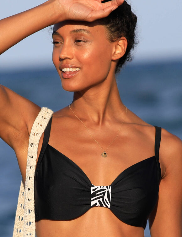 Haut de maillot de bain avec armatures drapé uni (noir)