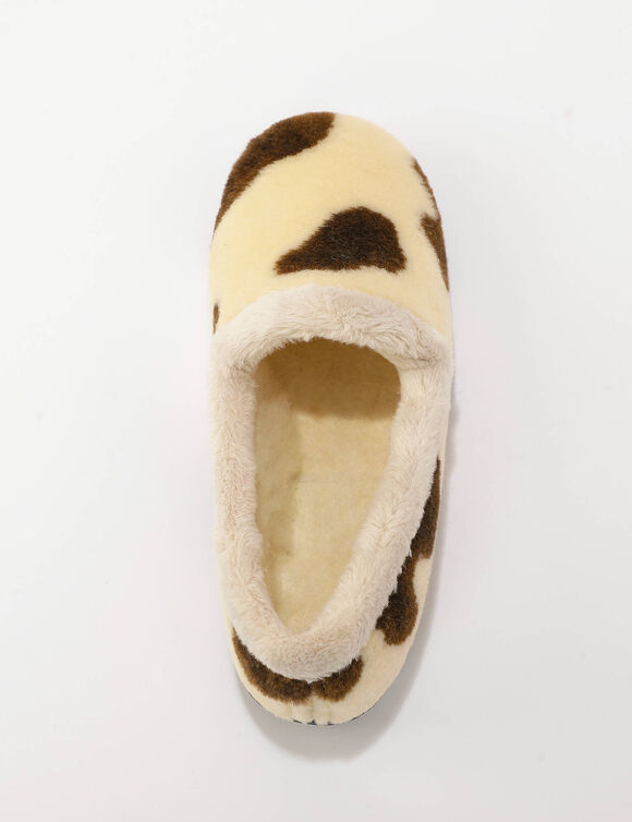 Chaussons motif animalier asym&eacute;trique (&eacute;cru / marron)