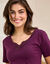 T-shirt chaleur manches courtes col en dentelle - lot de 2 (prune)