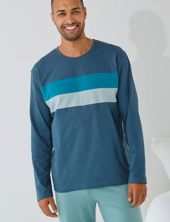 T-shirt pyjama manches longues (bleu gris&eacute;)