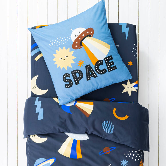 Linge de lit enfant Galaxy imprimé chat 1 personne - coton (marine)