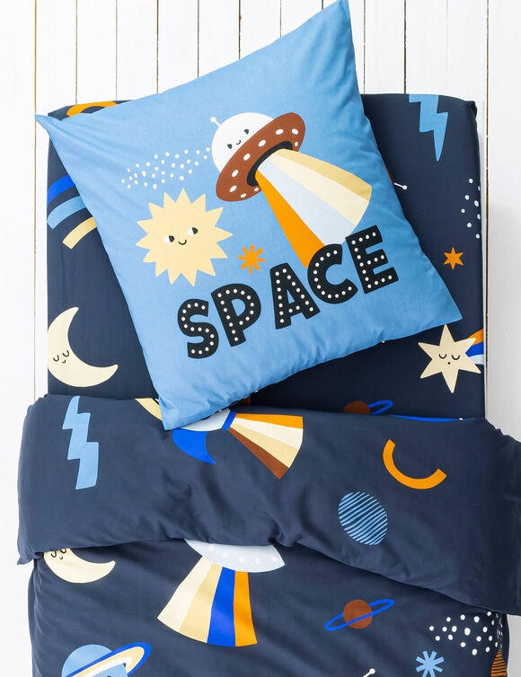Linge de lit enfant Galaxy imprim&eacute; chat 1 personne - coton (marine)