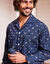 Bedrukte pyjama in popeline van polyester/katoen (marine)