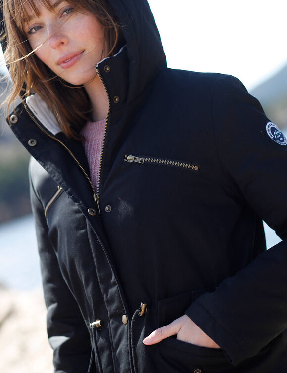 Parka déperlante doublée maille polaire (noir)
